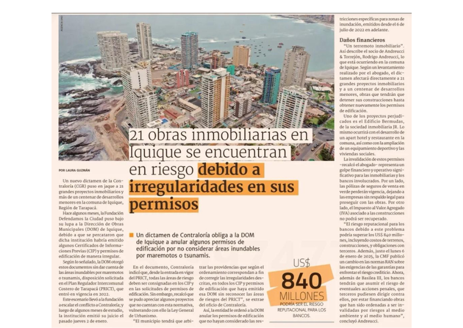 21 obras inmobiliarias en Iquique se encuentran en riesgo debido a irregularidades en sus permisos